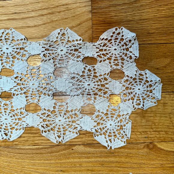 White Tabletop Doily Rectangular Home Decor Accent Open Crochet - Picture 3 of 3